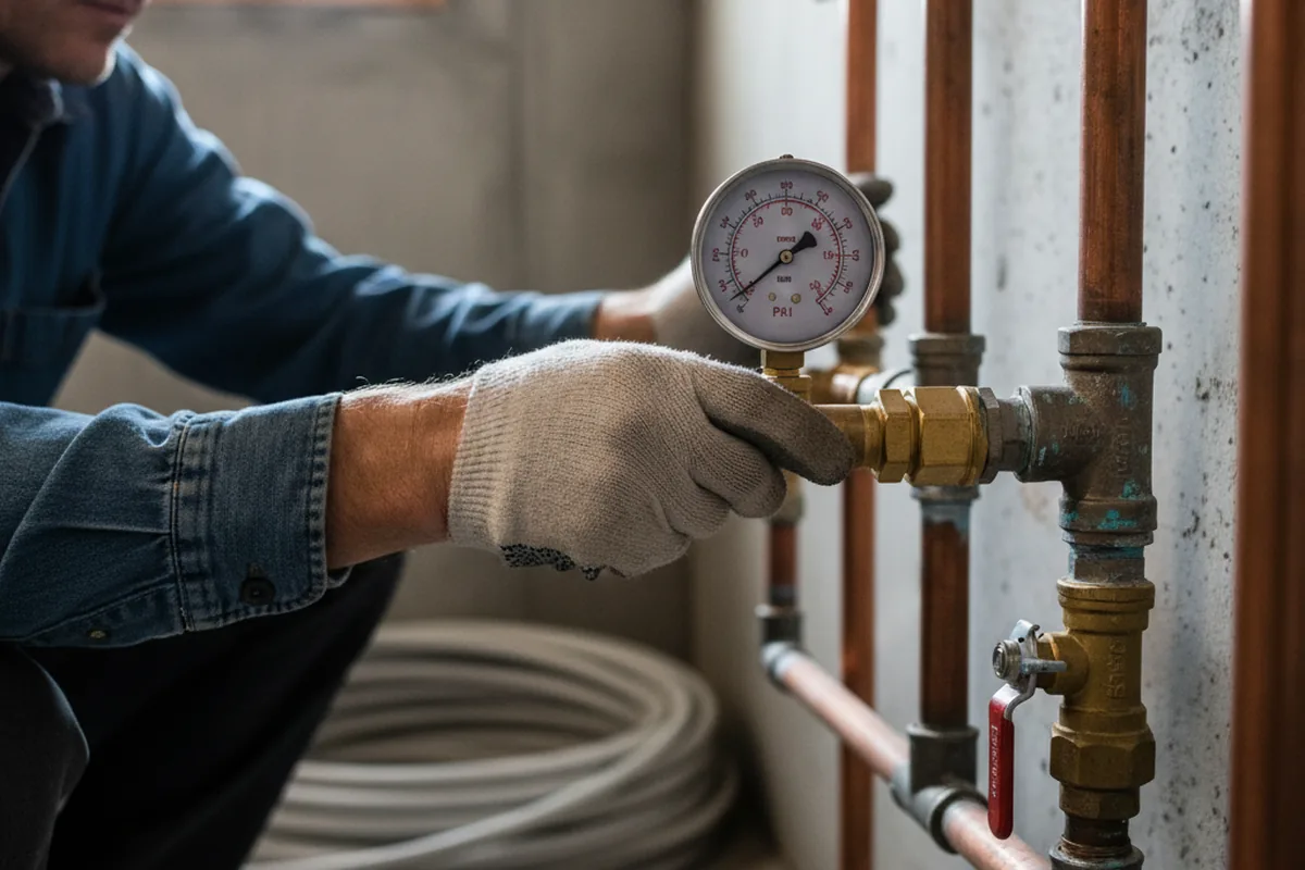 Pressure testing a repaired line during Water Line Repair in Pine Grove Mills
